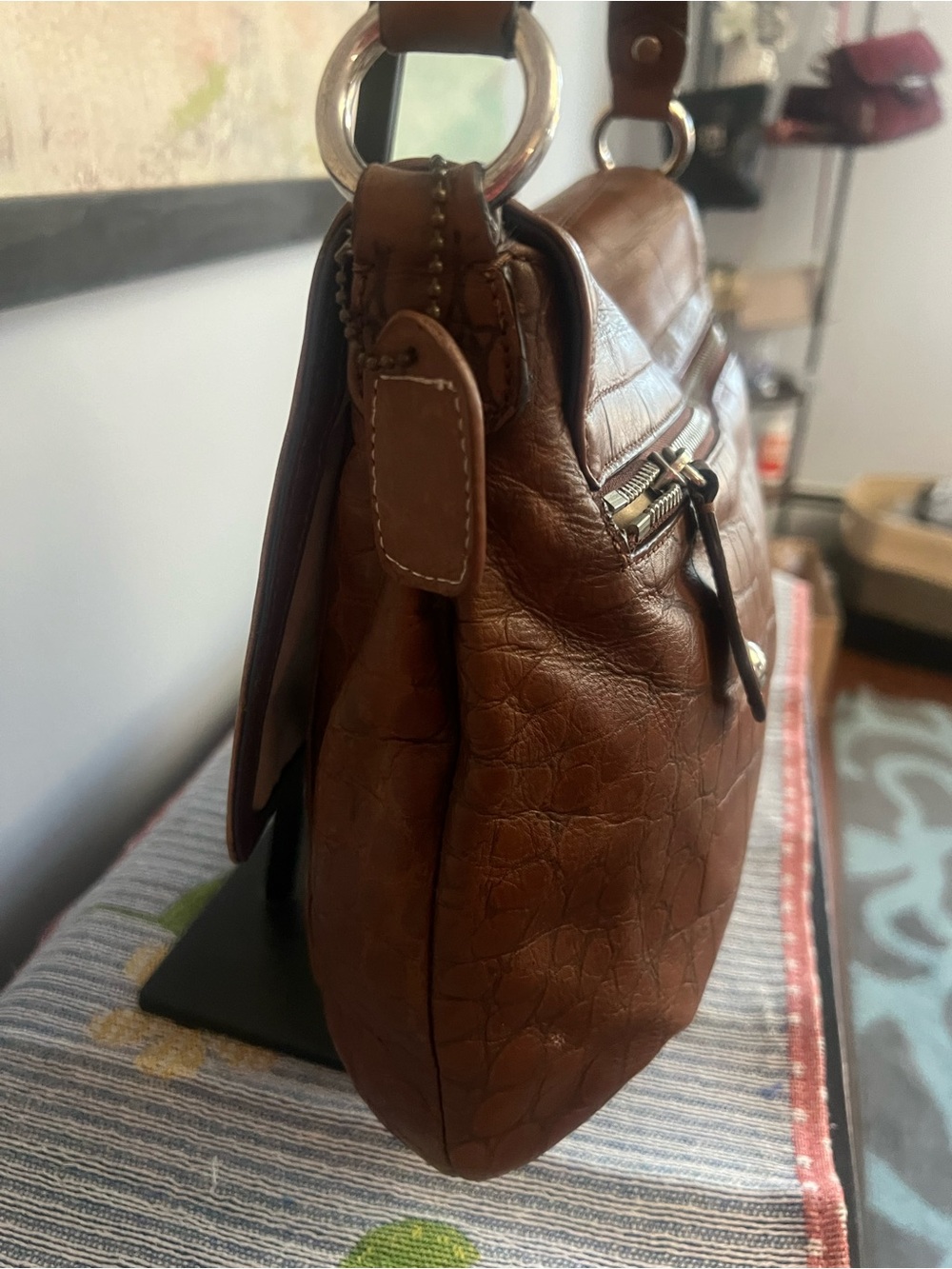 Coach Signature Ashley Shoulder Bag Brown Leather Purse Handbag F17646 - Picture 9 of 14